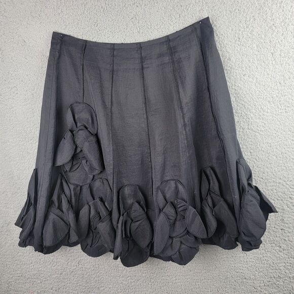 Dzhavael Couture Skirt Womens Size 8-10 Black Flouncy Petals  A-Line Full Flare - Picture 2 of 15